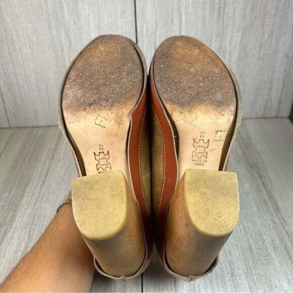 A Detacher Taupe Suede Leather Block Heel Pumps Heeled Shoes Womens Size 8 - Picture 10 of 10